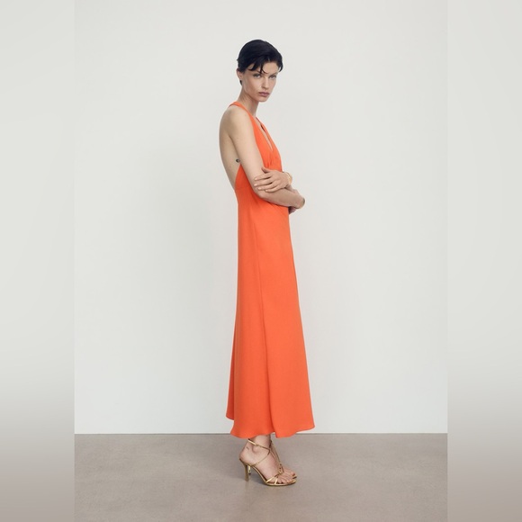 Mango orange wrap back dress NWT - Picture 4 of 6